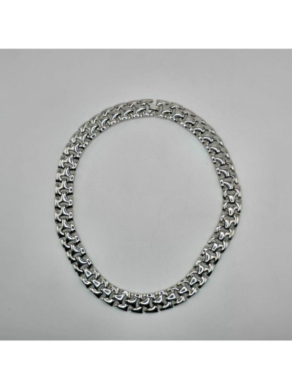 Vintage Trifari Silver Tone Link Necklace Chunky Chain Statement Pat Pend Signed - Picture 5 of 15